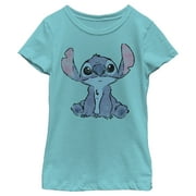 Girl's Lilo \u0026 Stitch Watercolor Stitch Graphic Tee Tahiti Blue Small